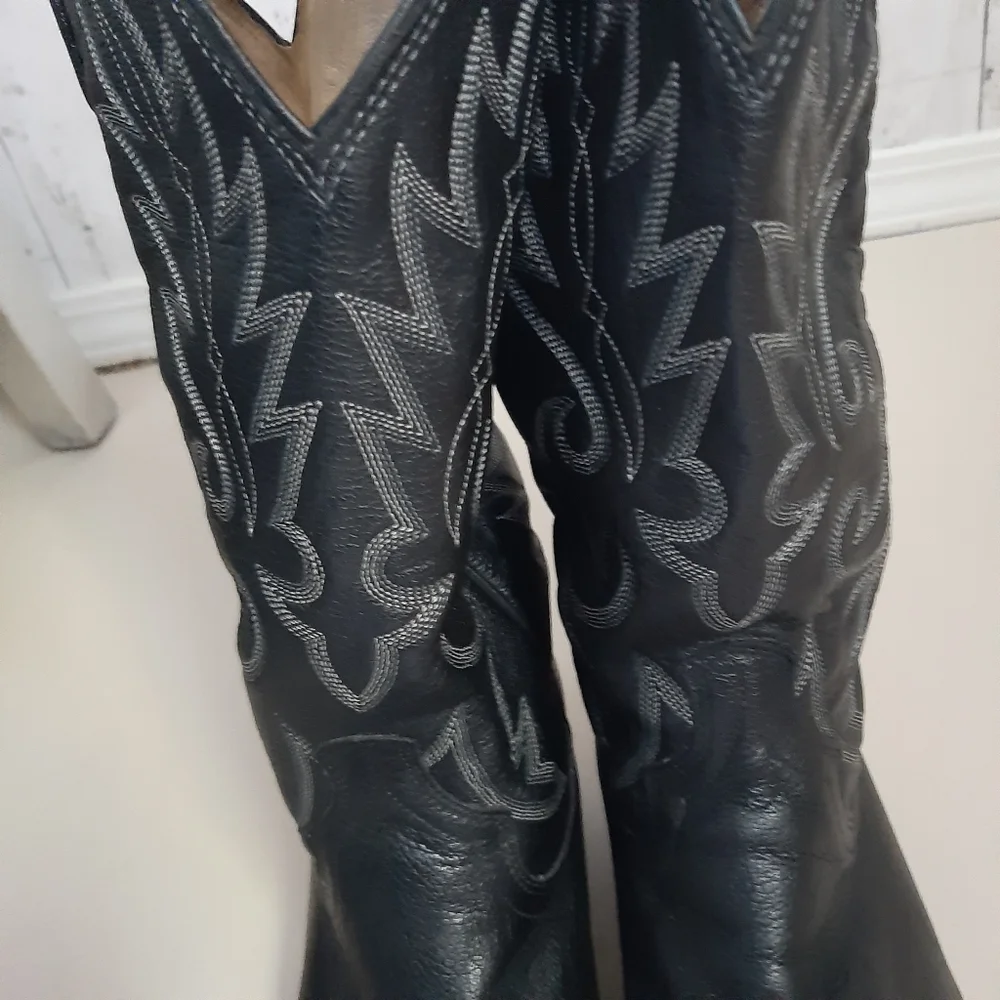 CORONA WESTERN BOOT MEN'S BLACK MARBLE DAN POST  SIZE 9        ☆